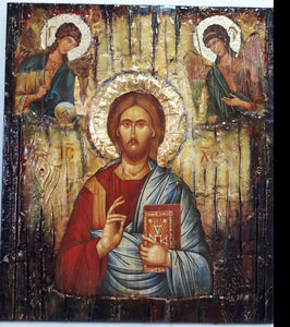 Jesus Christ PANTOCRATOR PANTOKRATOR Icon with Angels Michael Gabriel-Greek Icons - Vanas Collection