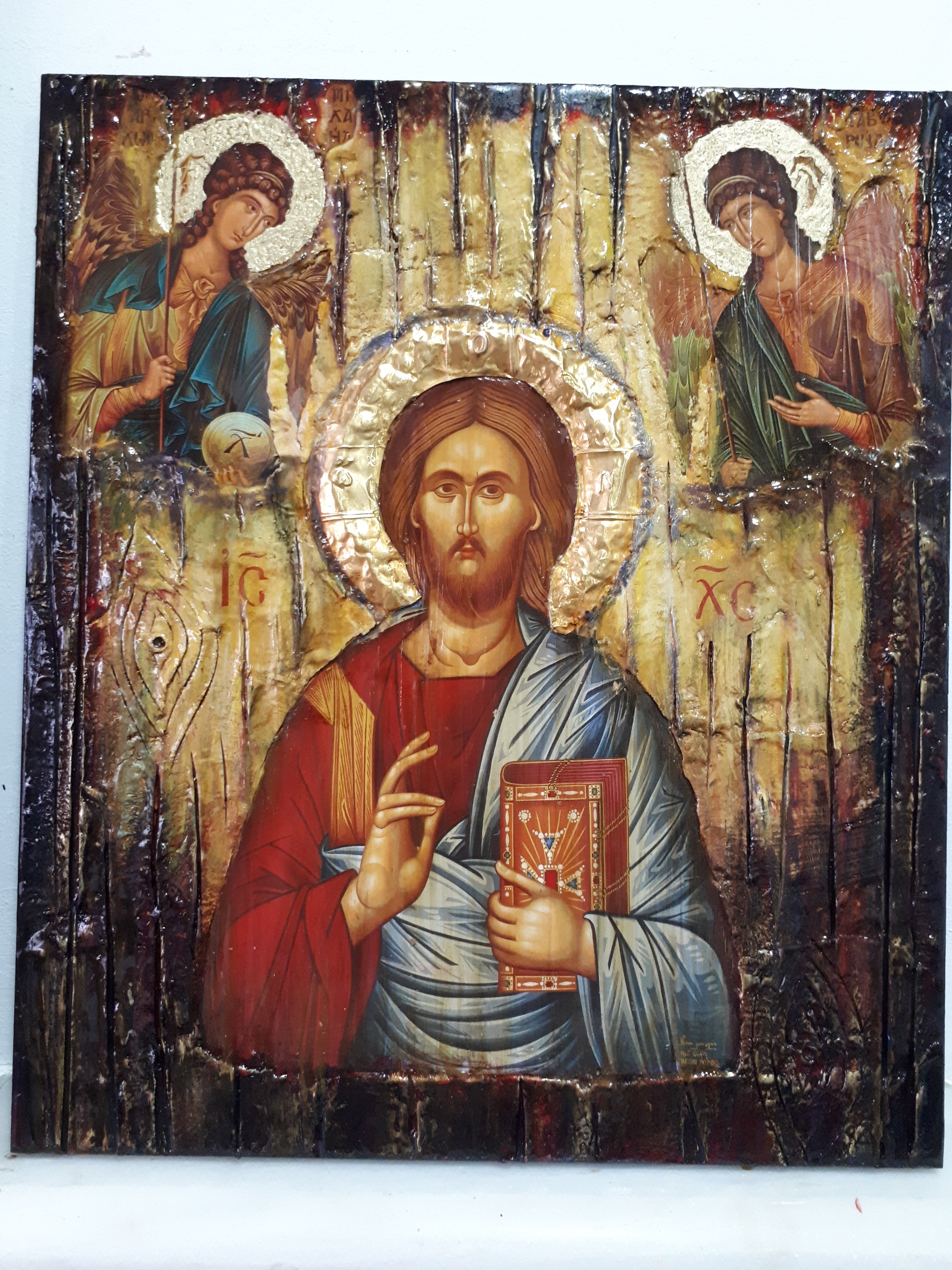 Jesus Christ PANTOCRATOR PANTOKRATOR Icon with Angels Michael Gabriel-Greek Icons - Vanas Collection