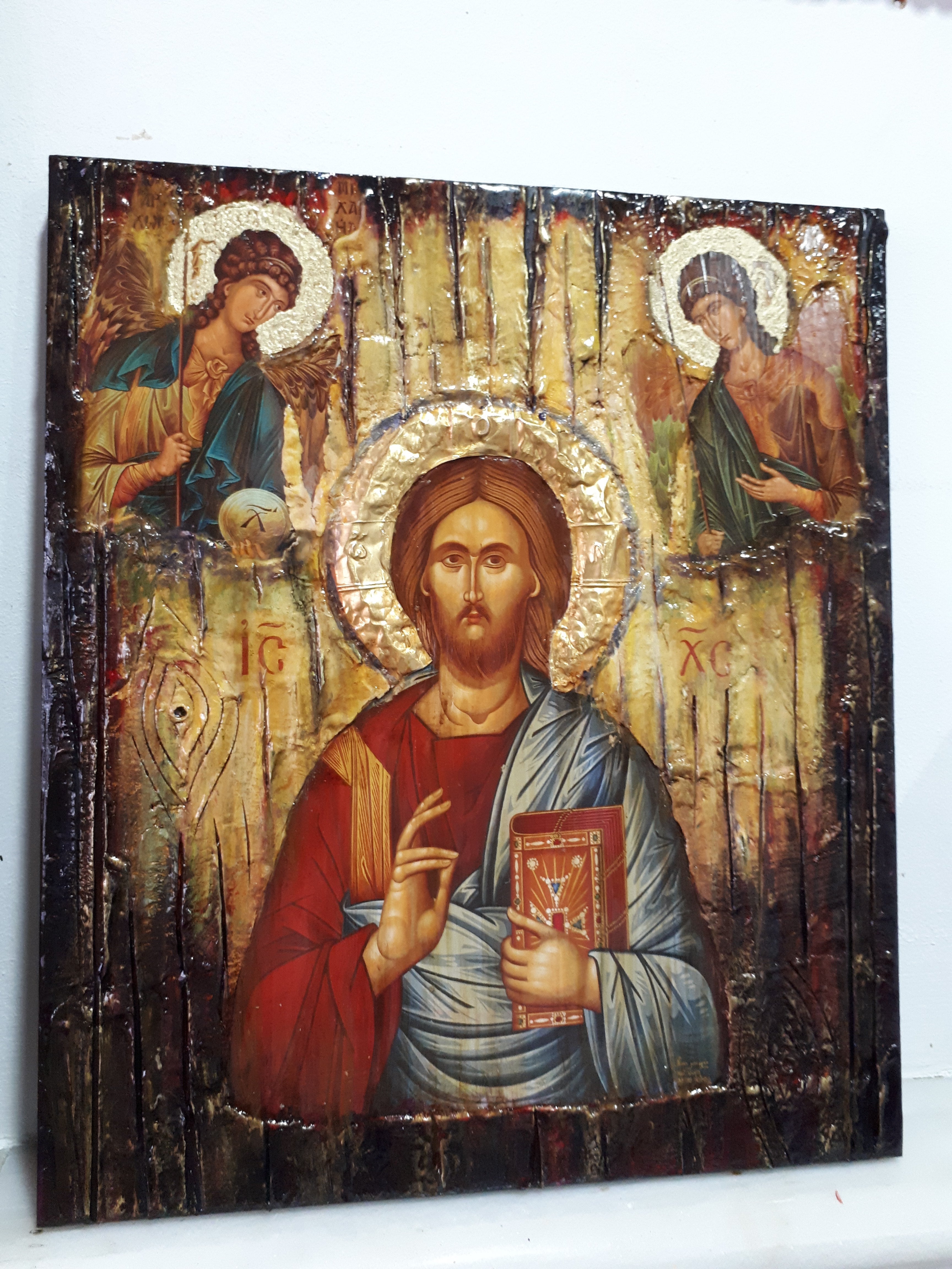 Jesus Christ PANTOCRATOR PANTOKRATOR Icon with Angels Michael Gabriel-Greek Icons - Vanas Collection