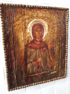 Saint St. Paraskevi on Wood Antique Style Icon - Orthodox Rare Byzantine Icons - Vanas Collection
