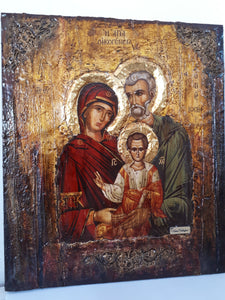 The Holy Family - Virgin and Child with Saint Joseph the Betrothed- Byzantine Icon - Vanas Collection