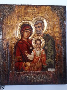 The Holy Family - Virgin and Child with Saint Joseph the Betrothed- Byzantine Icon - Vanas Collection