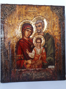 The Holy Family - Virgin and Child with Saint Joseph the Betrothed- Byzantine Icon - Vanas Collection