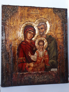The Holy Family - Virgin and Child with Saint Joseph the Betrothed- Byzantine Icon - Vanas Collection