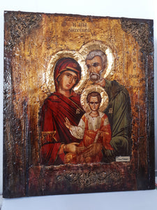 The Holy Family - Virgin and Child with Saint Joseph the Betrothed- Byzantine Icon - Vanas Collection