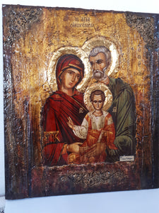 The Holy Family - Virgin and Child with Saint Joseph the Betrothed- Byzantine Icon - Vanas Collection