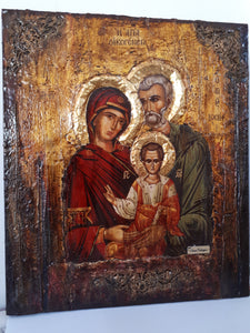 The Holy Family - Virgin and Child with Saint Joseph the Betrothed- Byzantine Icon - Vanas Collection