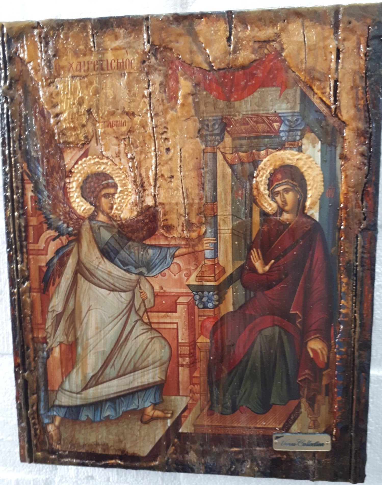 Annunciation of the Virgin Mary Theotokos-Orthodox Greek Byzantine Handmade Icon - Vanas Collection