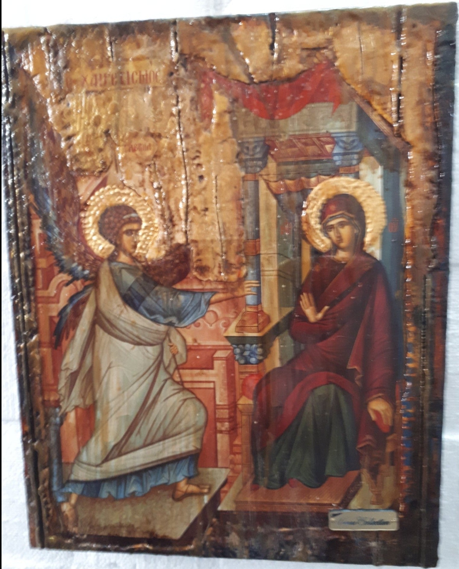 Annunciation of the Virgin Mary Theotokos-Orthodox Greek Byzantine Handmade Icon - Vanas Collection