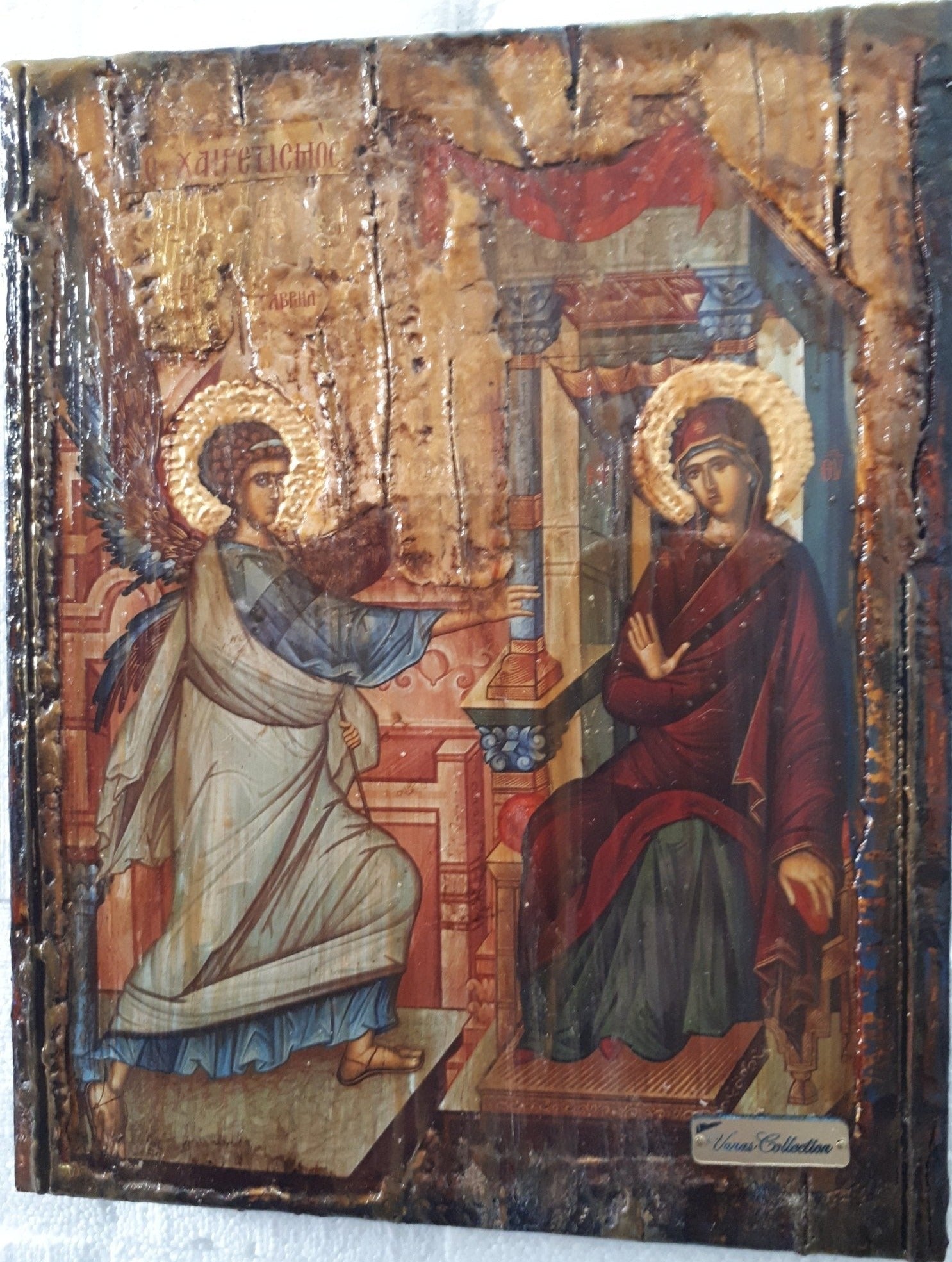 Annunciation of the Virgin Mary Theotokos-Orthodox Greek Byzantine Handmade Icon - Vanas Collection