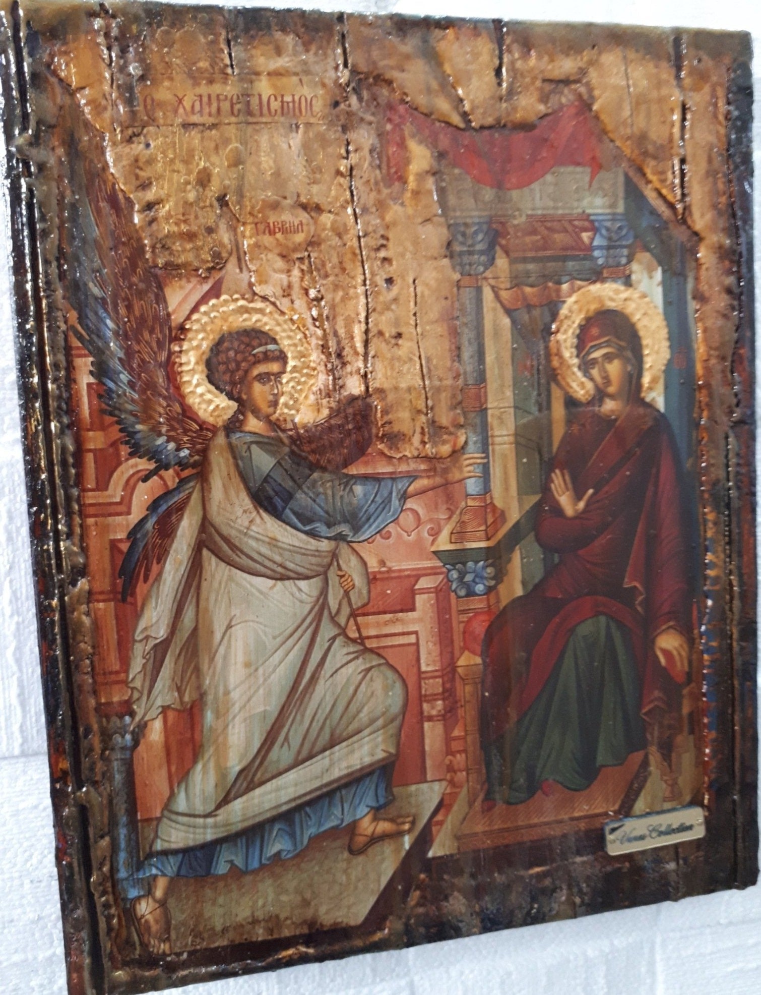 Annunciation of the Virgin Mary Theotokos-Orthodox Greek Byzantine Handmade Icon - Vanas Collection