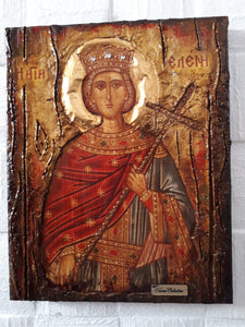 Antique Style Saint Helen Icon-Handmade Greek Orthodox Byzantine Christian Icon - Vanas Collection