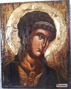 Archangel Michael handmade Greek Christian Orthodox Byzantine Golden Halo Icon - Vanas Collection