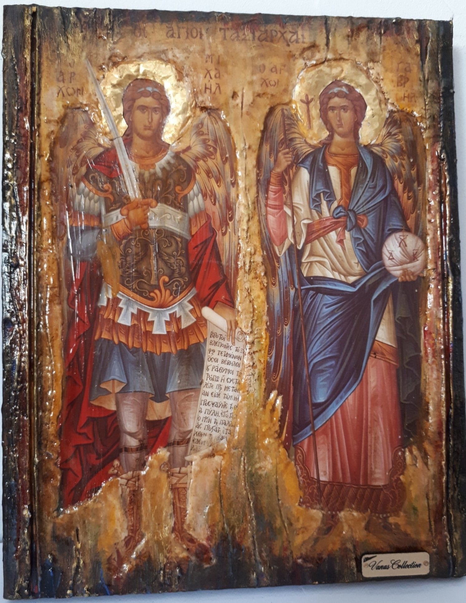Archangels Michael Gabriel Icon-Greek Christian Orthodox Byzantine Icons - Vanas Collection