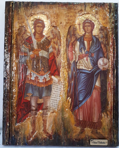 Archangels Michael Gabriel Icon-Greek Christian Orthodox Byzantine Icons - Vanas Collection
