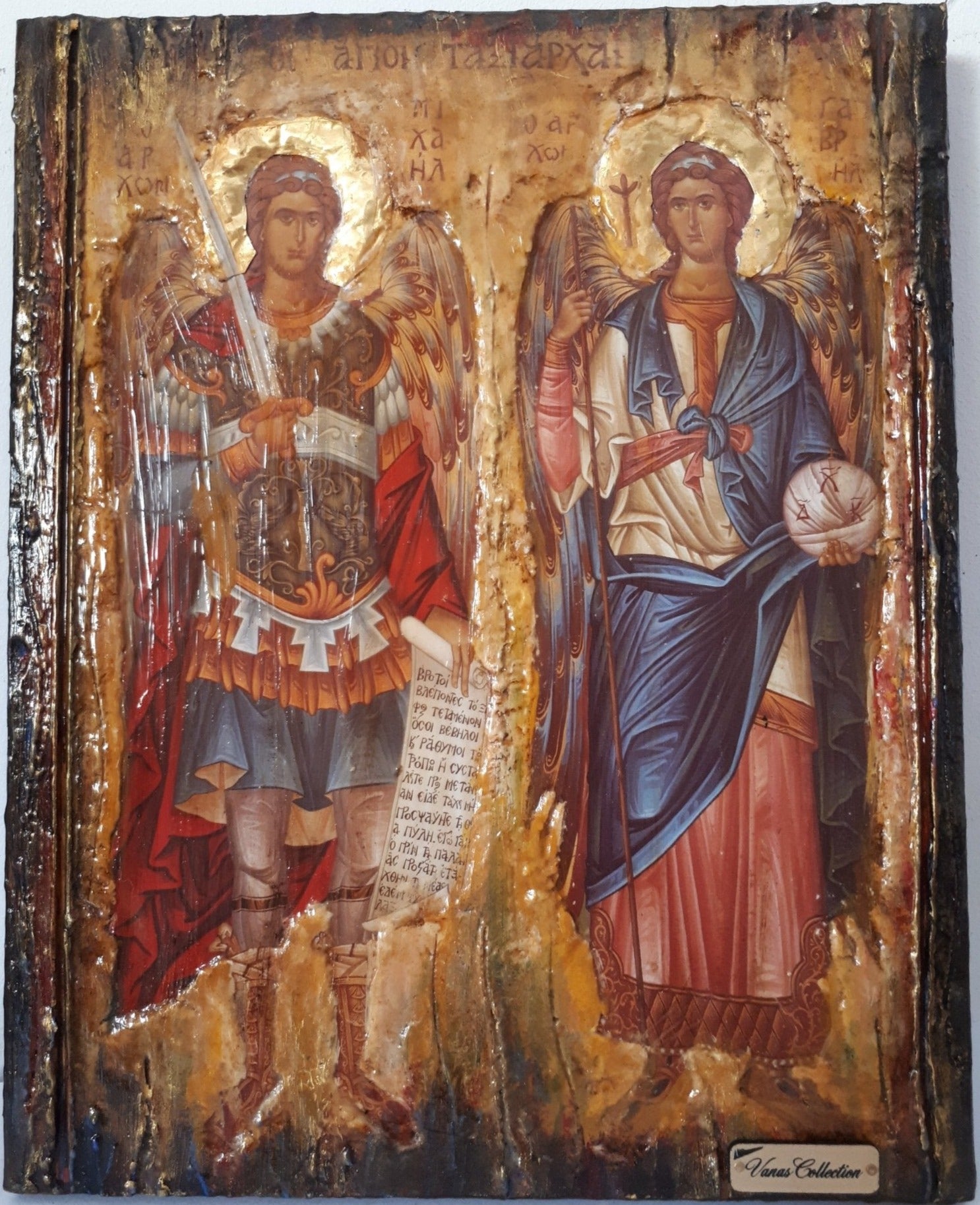Archangels Michael Gabriel Icon-Greek Christian Orthodox Byzantine Icons - Vanas Collection
