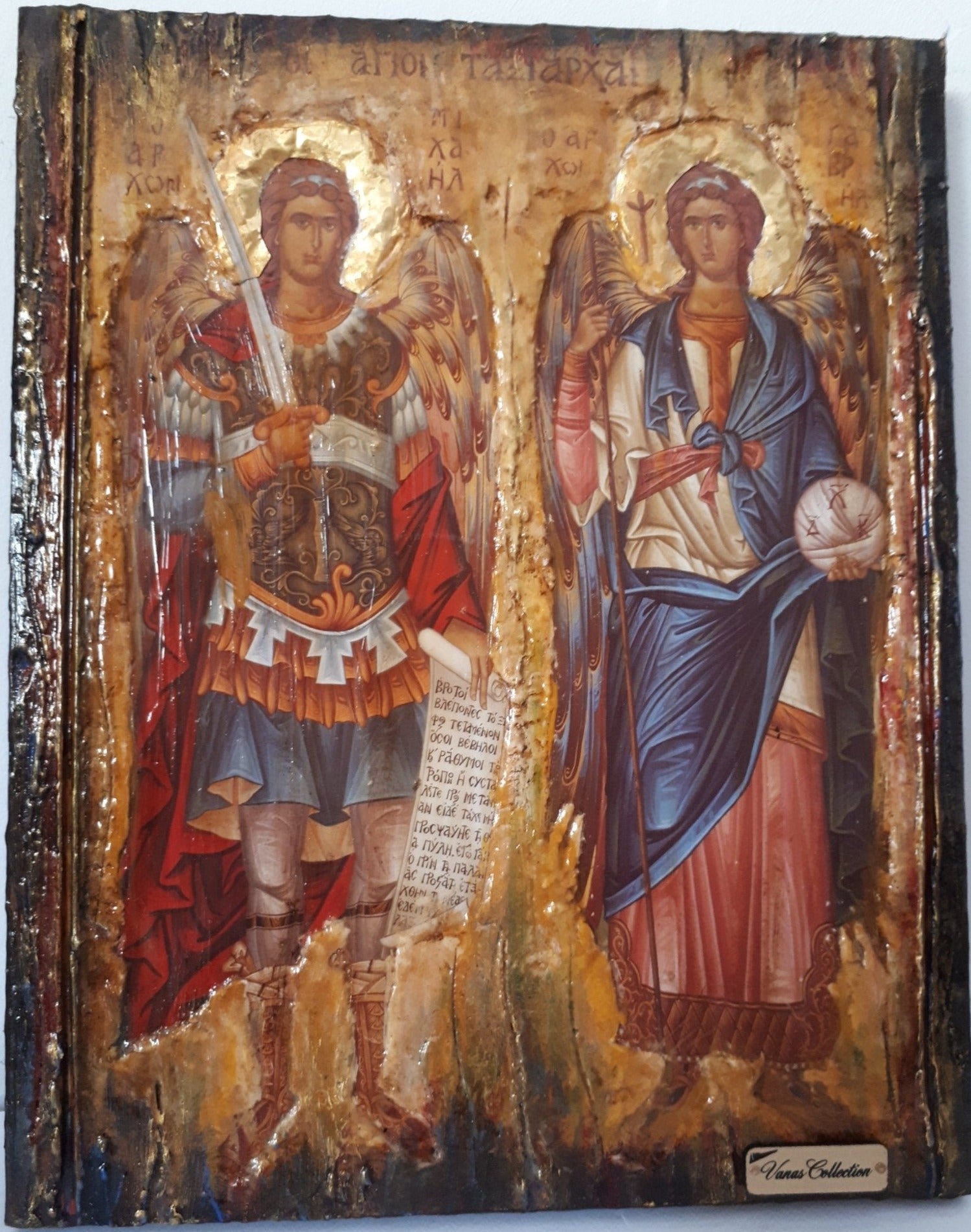 Archangels Michael Gabriel Icon-Greek Christian Orthodox Byzantine Icons - Vanas Collection