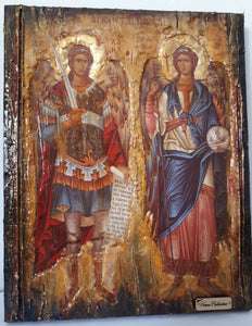 Archangels Michael Gabriel Icon-Greek Christian Orthodox Byzantine Icons - Vanas Collection