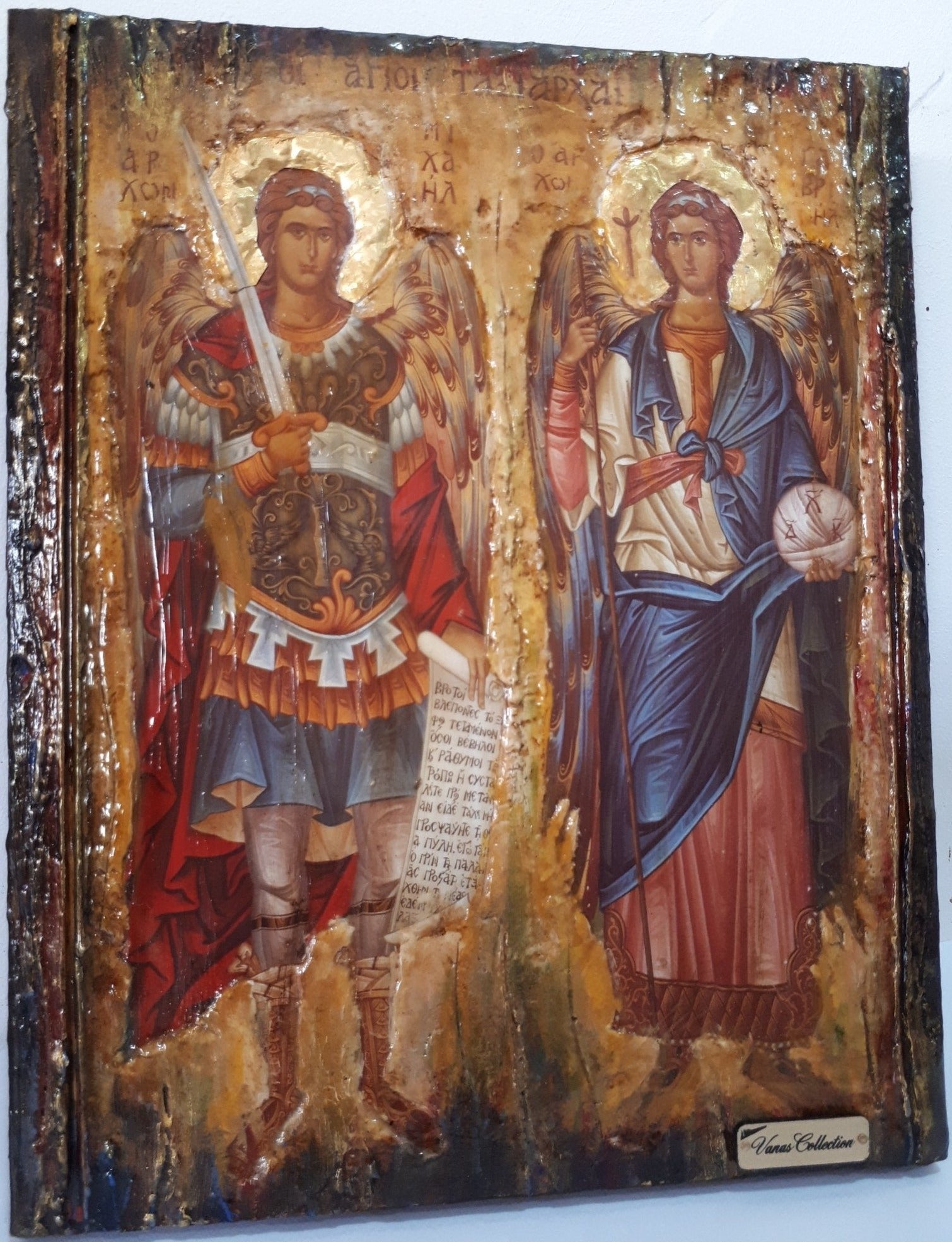 Archangels Michael Gabriel Icon-Greek Christian Orthodox Byzantine Icons - Vanas Collection