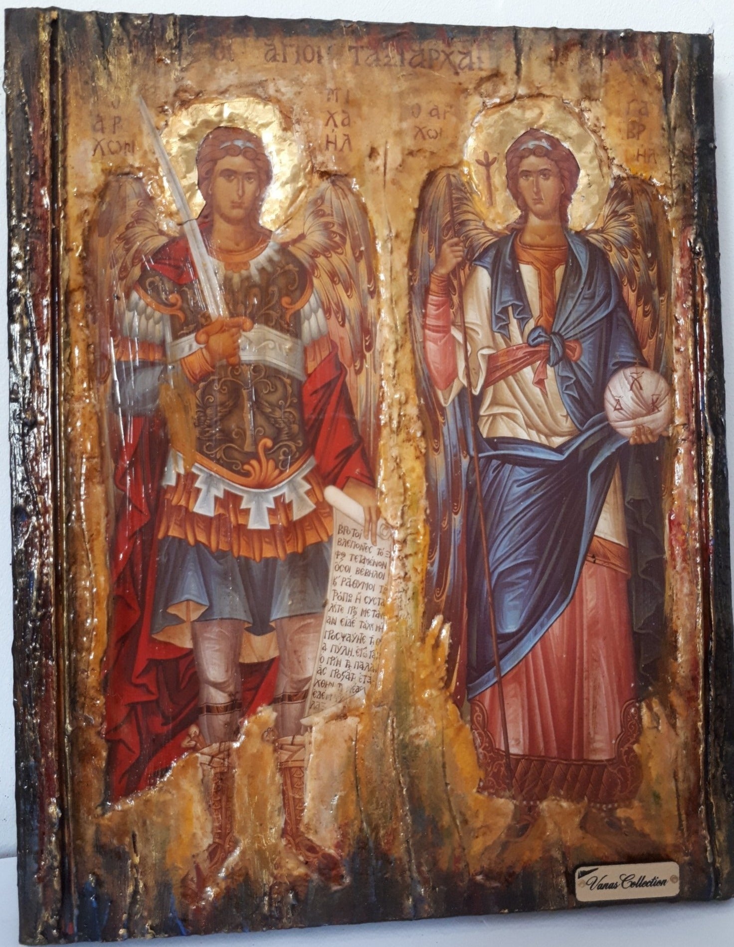 Archangels Michael Gabriel Icon-Greek Christian Orthodox Byzantine Icons - Vanas Collection