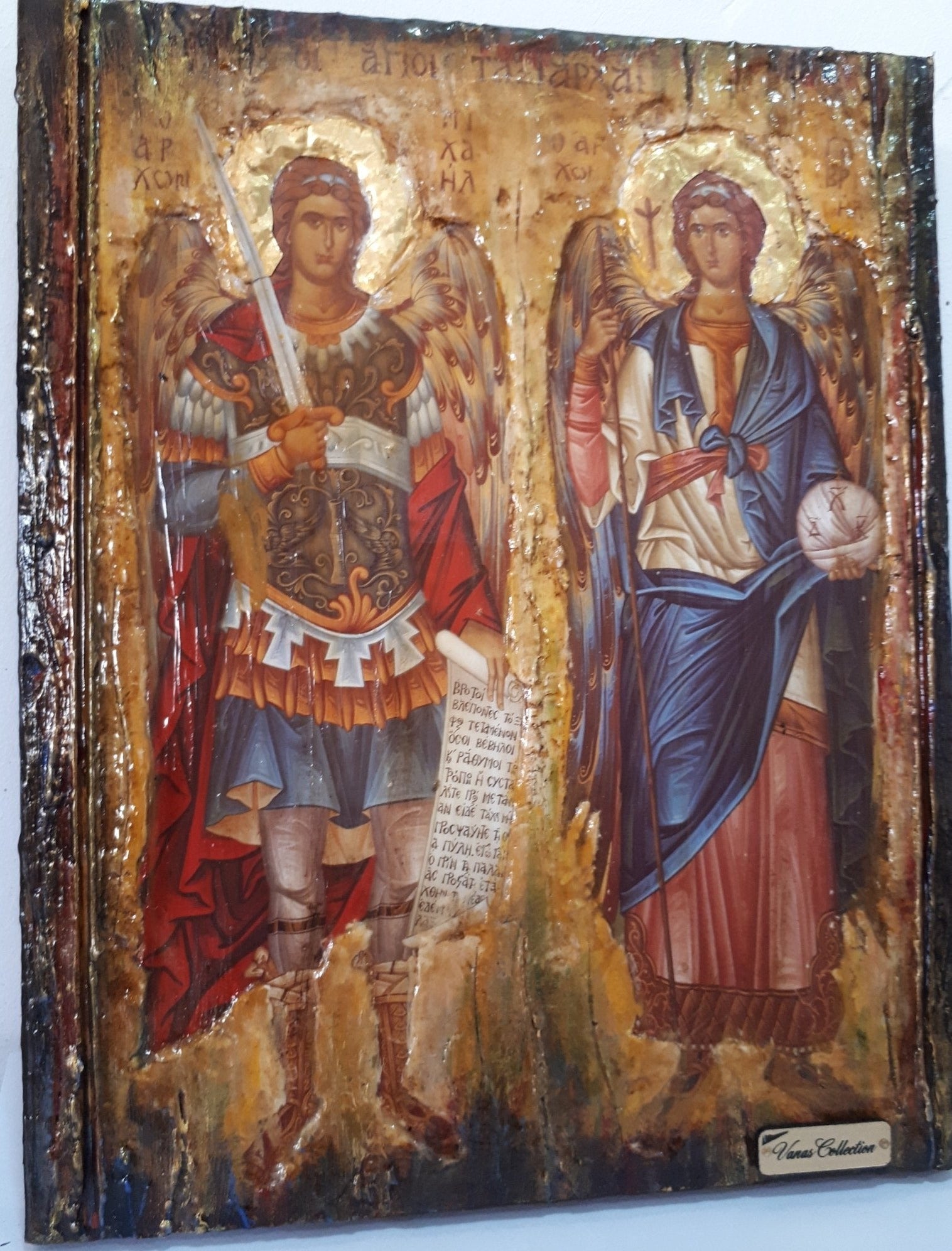 Archangels Michael Gabriel Icon-Greek Christian Orthodox Byzantine Icons - Vanas Collection
