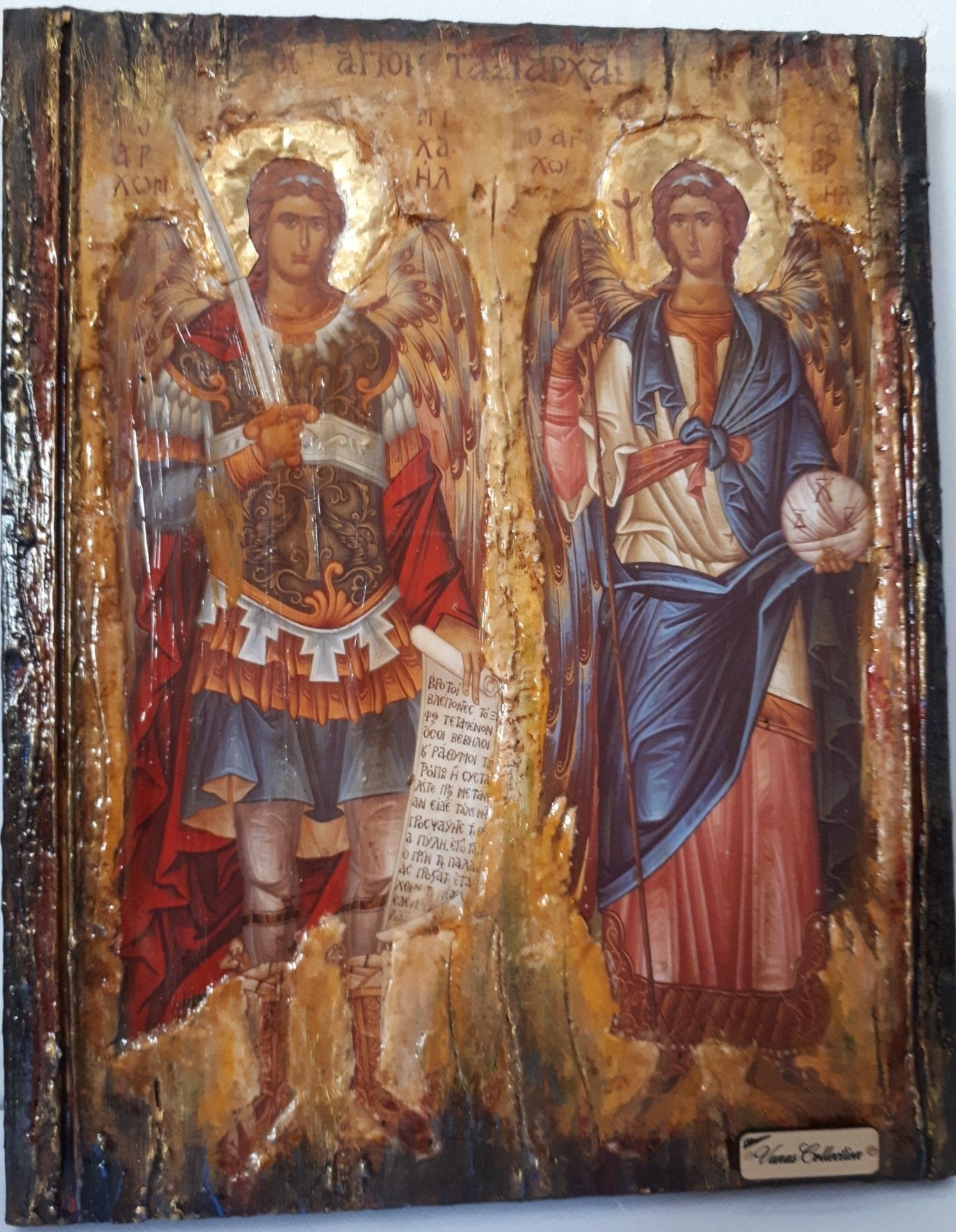 Archangels Michael Gabriel Icon-Greek Christian Orthodox Byzantine Icons - Vanas Collection
