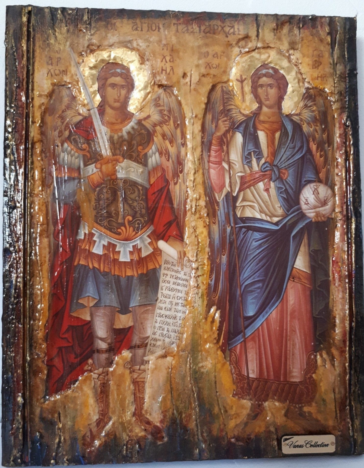 Archangels Michael Gabriel Icon-Greek Christian Orthodox Byzantine Icons - Vanas Collection