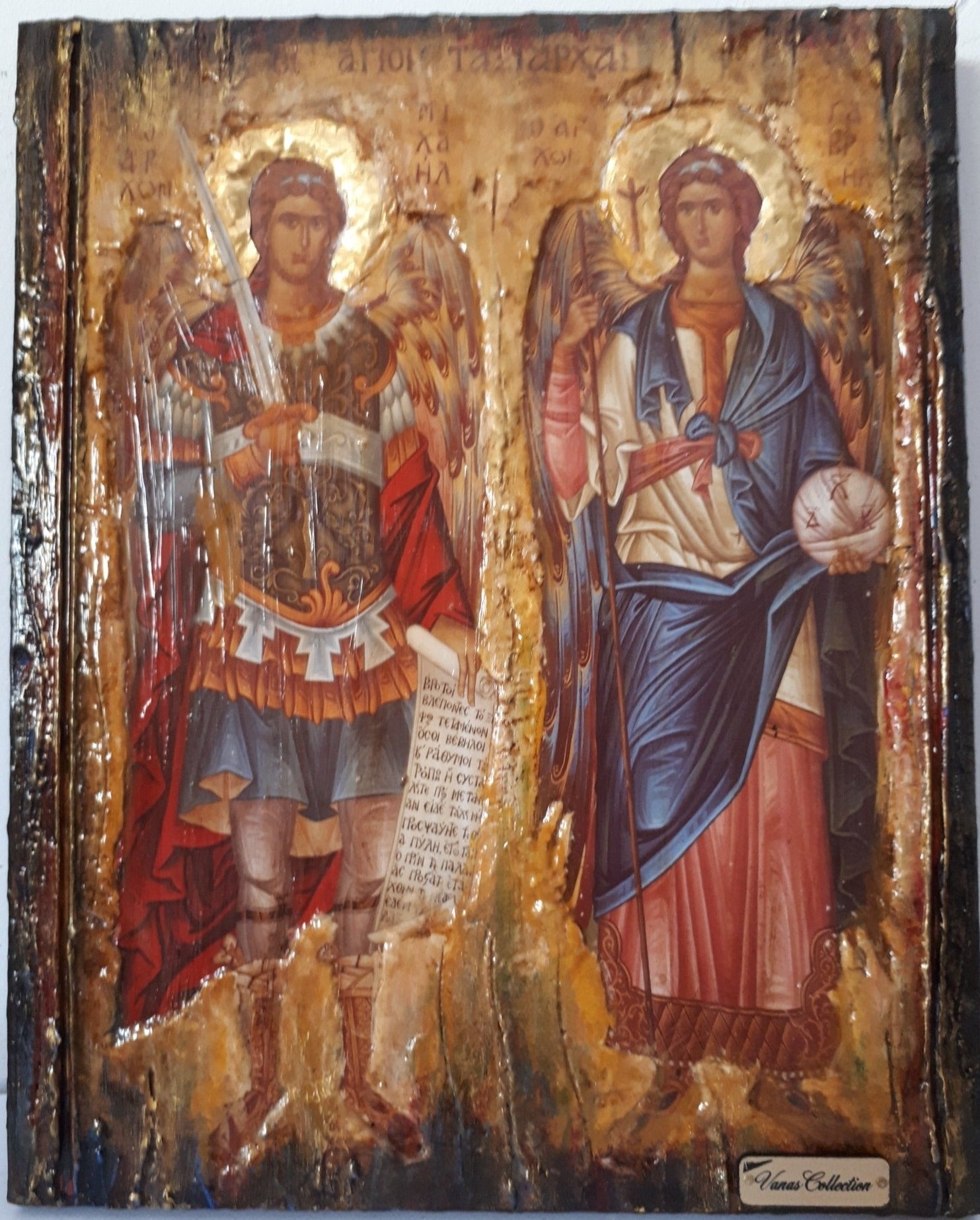 Archangels Michael Gabriel Icon-Greek Christian Orthodox Byzantine Icons - Vanas Collection
