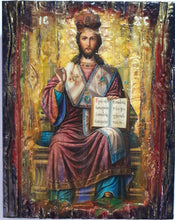 Load image into Gallery viewer, Christ Blessing, King of Kings and Great High Priest-Greek Byzantine on Throne Icon - Vanas Collection