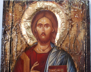 Handmade Jesus Christ Pantocrator - Christianity Orthodox Byzantine Greek Icons - Vanas Collection