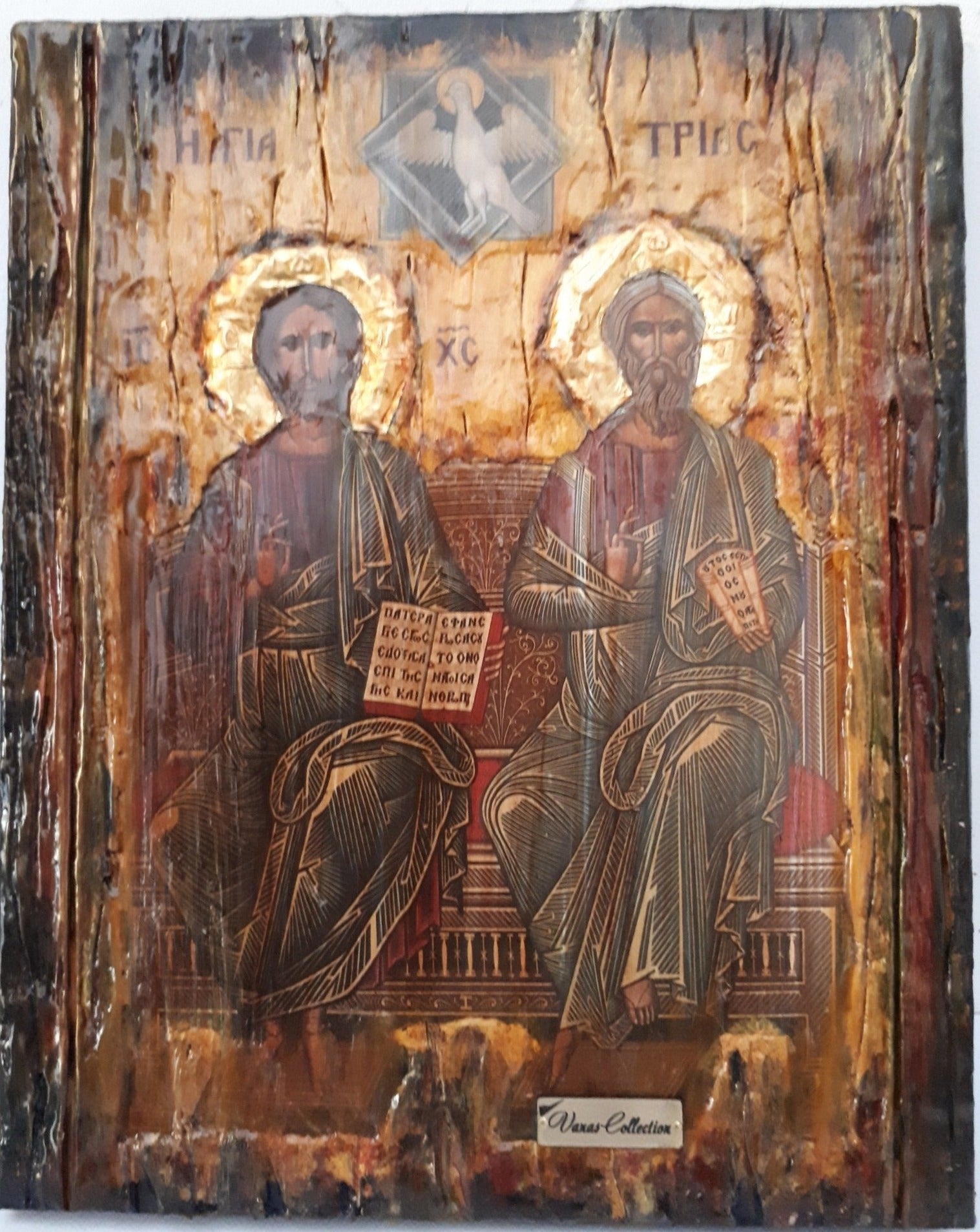 Holy Trinity, Agia Trias Icon-Greek Byzantine Handmade Icons 25X20X2 cm - Vanas Collection