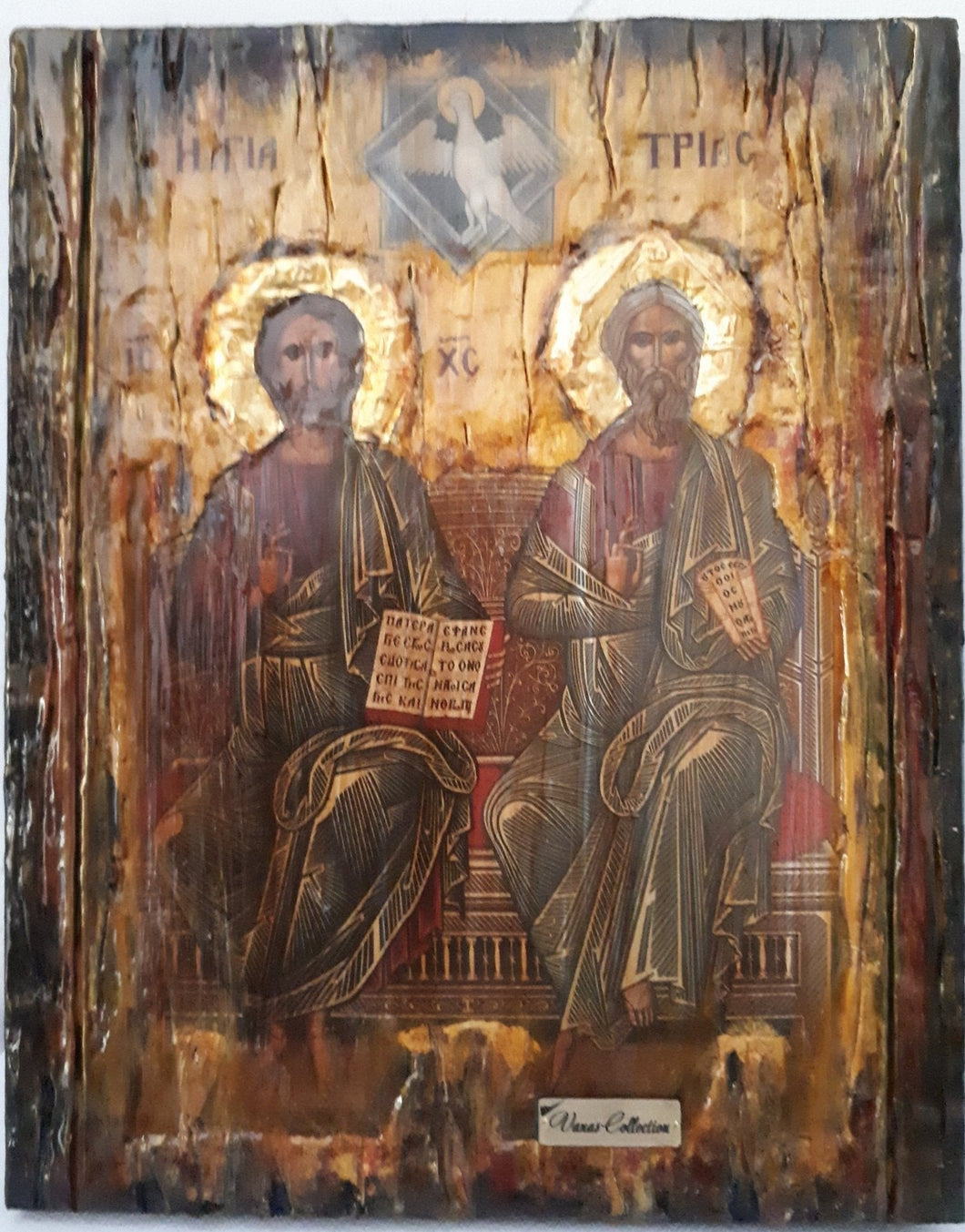 Holy Trinity, Agia Trias Icon-Greek Byzantine Handmade Icons 25X20X2 cm - Vanas Collection