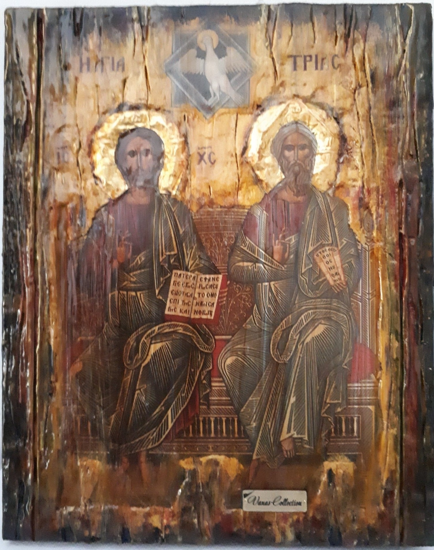 Holy Trinity, Agia Trias Icon-Greek Byzantine Handmade Icons 25X20X2 cm - Vanas Collection