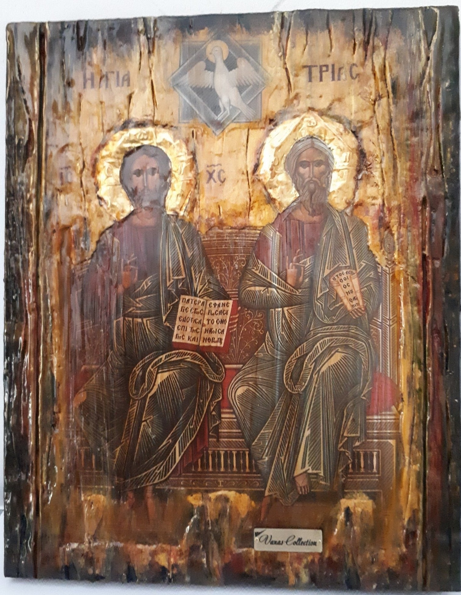 Holy Trinity, Agia Trias Icon-Greek Byzantine Handmade Icons 25X20X2 cm - Vanas Collection