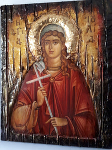 Icon of Saint Ioulia Julia on Wood-Agia Ioylia-Greek Orthodox Byzantine Icons - Vanas Collection