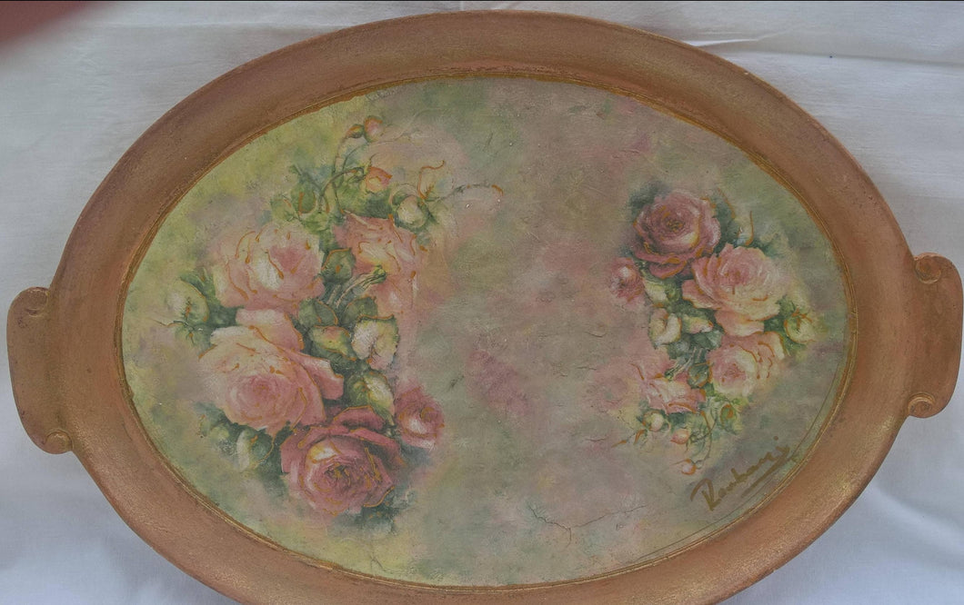 Tray Antique Style - Decorative Handmade Tray - Wooden Decoupage Vintage Tray