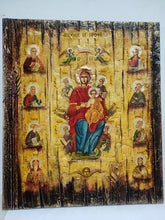 Load image into Gallery viewer, Virgin Mary and Child  Enthroned, The  Prophets  Above - Orthodox Byzantine Greek Icons