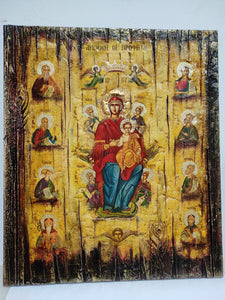 Virgin Mary and Child  Enthroned, The  Prophets  Above - Orthodox Byzantine Greek Icons