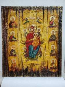 Virgin Mary and Child  Enthroned, The  Prophets  Above - Orthodox Byzantine Greek Icons
