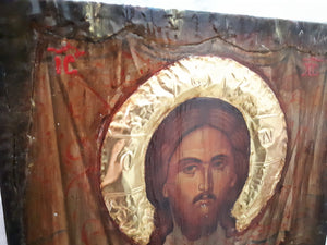 Jesus Christ Face on The Holy Scarf Mandilion-Orthodox Byzantine Handmade Icons - Vanas Collection