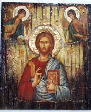 Load image into Gallery viewer, Jesus Christ PANTOCRATOR PANTOKRATOR Icon with Angels Michael Gabriel-Greek Icons - Vanas Collection