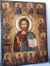 Laden Sie das Bild in den Galerie-Viewer, Jesus Christ The Blessed with 12 Apostles Icon-Orthodox Greek Byzantine Icons - Vanas Collection