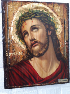 Jesus Christ "the Bridegroom" Nymphios on Wood-Greek Russian Orthodox Face Art Icons - Vanas Collection
