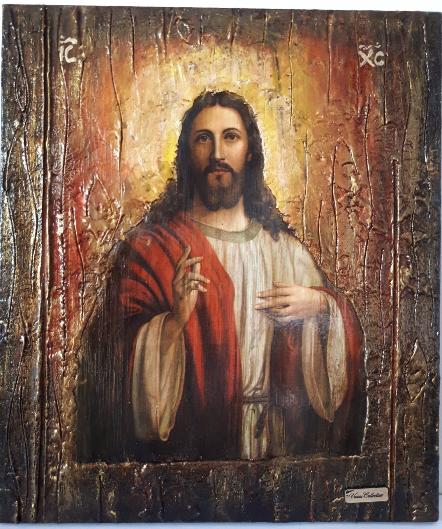 Jesus Christ - Wooden Greek Christianity Byzantine Orthodox Icon- Antique Style Icons - Vanas Collection