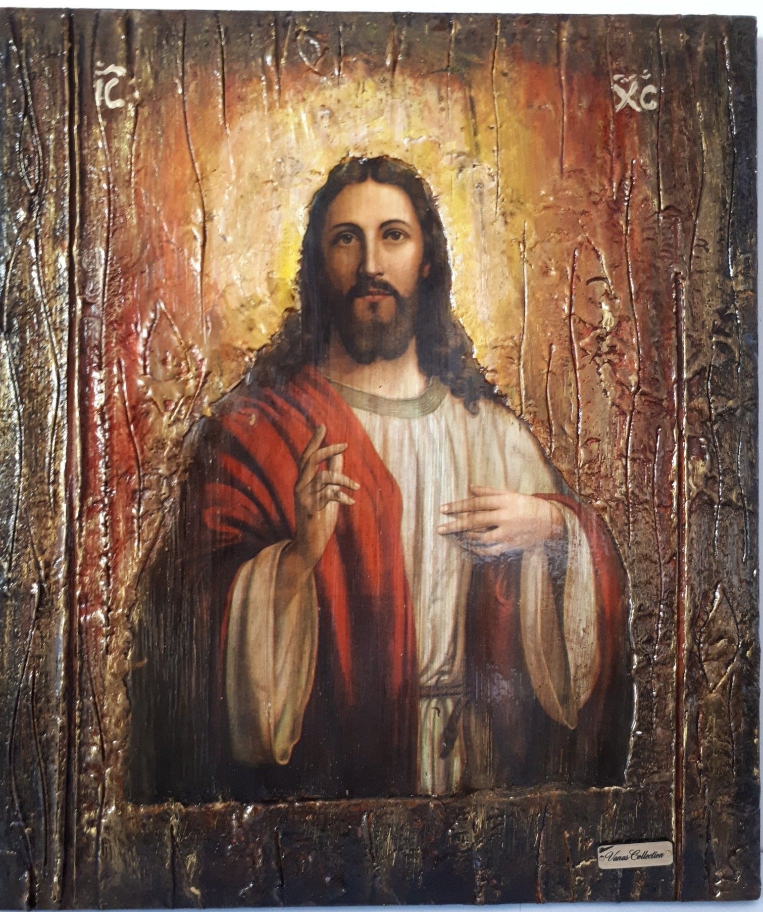 Jesus Christ - Wooden Greek Christianity Byzantine Orthodox Icon- Antique Style Icons - Vanas Collection