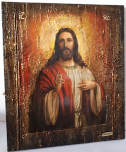 Jesus Christ - Wooden Greek Christianity Byzantine Orthodox Icon- Antique Style Icons - Vanas Collection