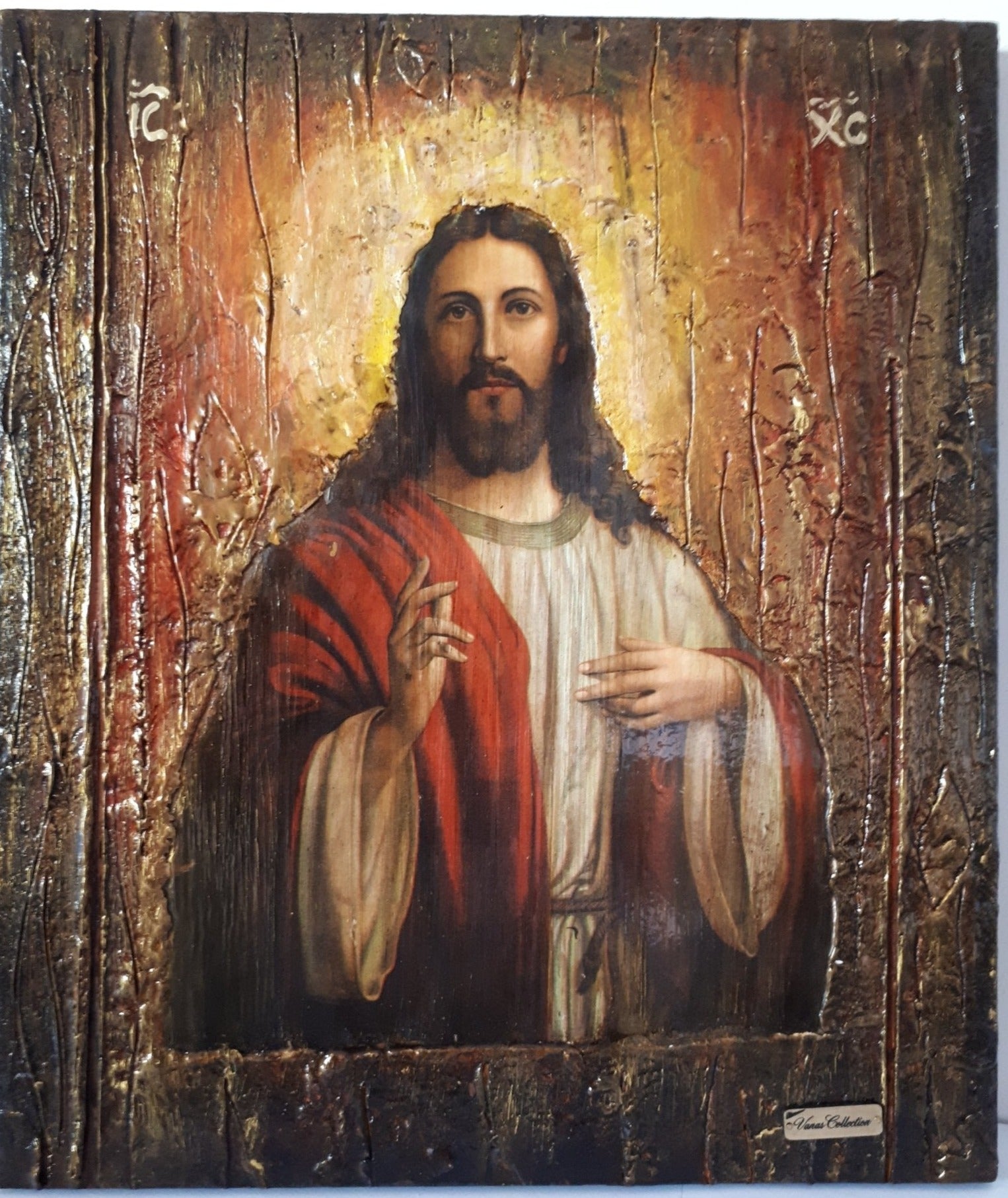 Jesus Christ - Wooden Greek Christianity Byzantine Orthodox Icon- Antique Style Icons - Vanas Collection