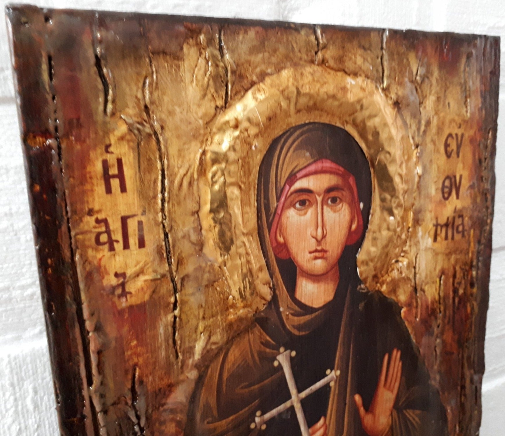 Orthodox Icon of Euphemia the Great Martyr Greek Byzantine Antique Style Icon - Vanas Collection