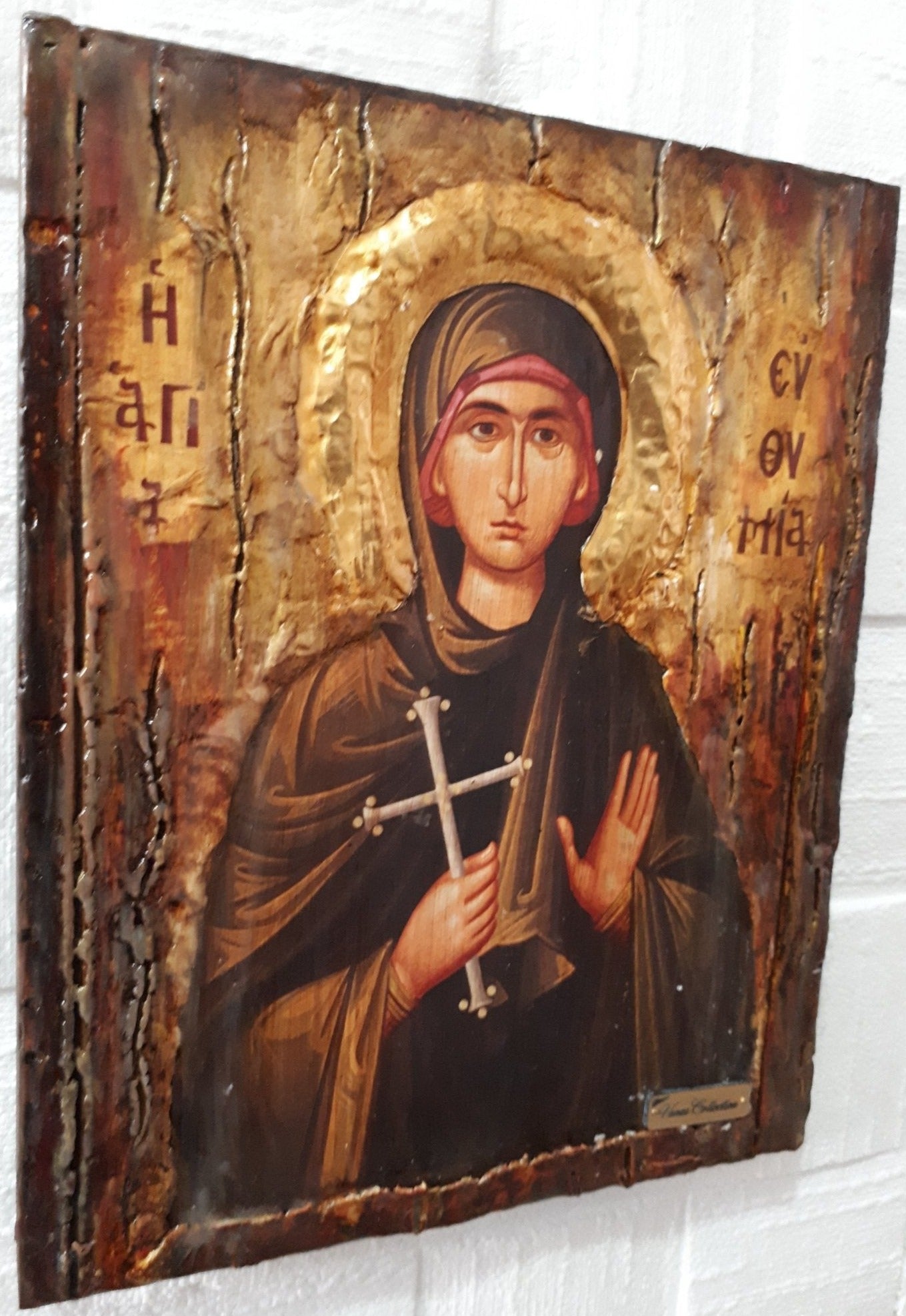 Orthodox Icon of Euphemia the Great Martyr Greek Byzantine Antique Style Icon - Vanas Collection