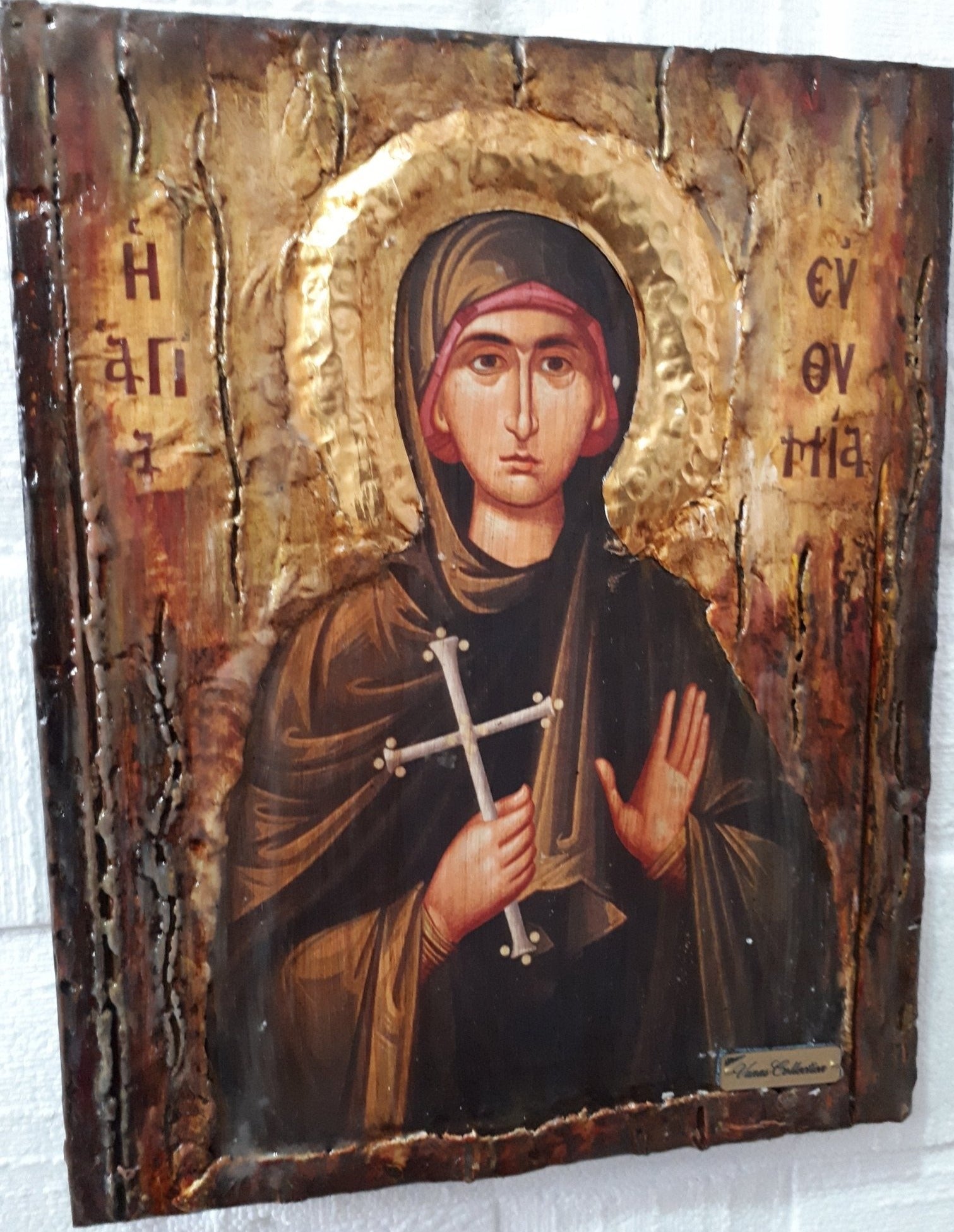 Orthodox Icon of Euphemia the Great Martyr Greek Byzantine Antique Style Icon - Vanas Collection